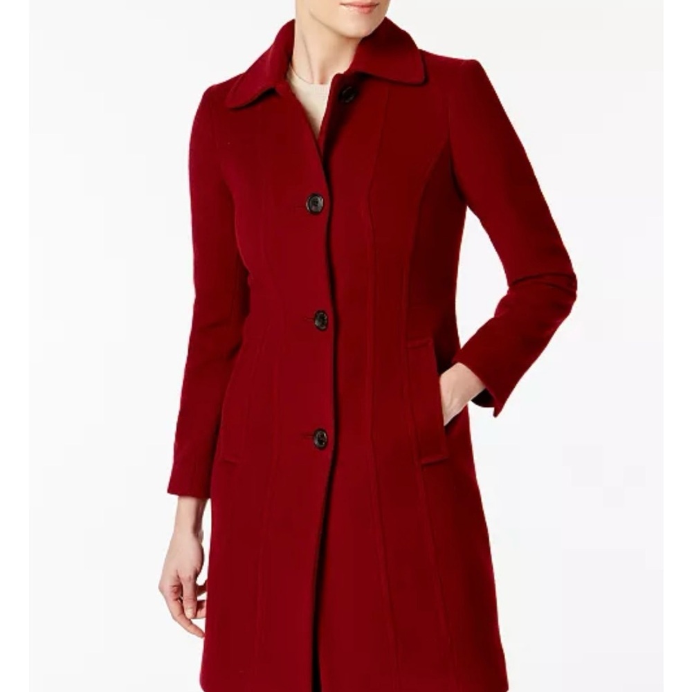 Anne Klein Deep Red Trench Coat